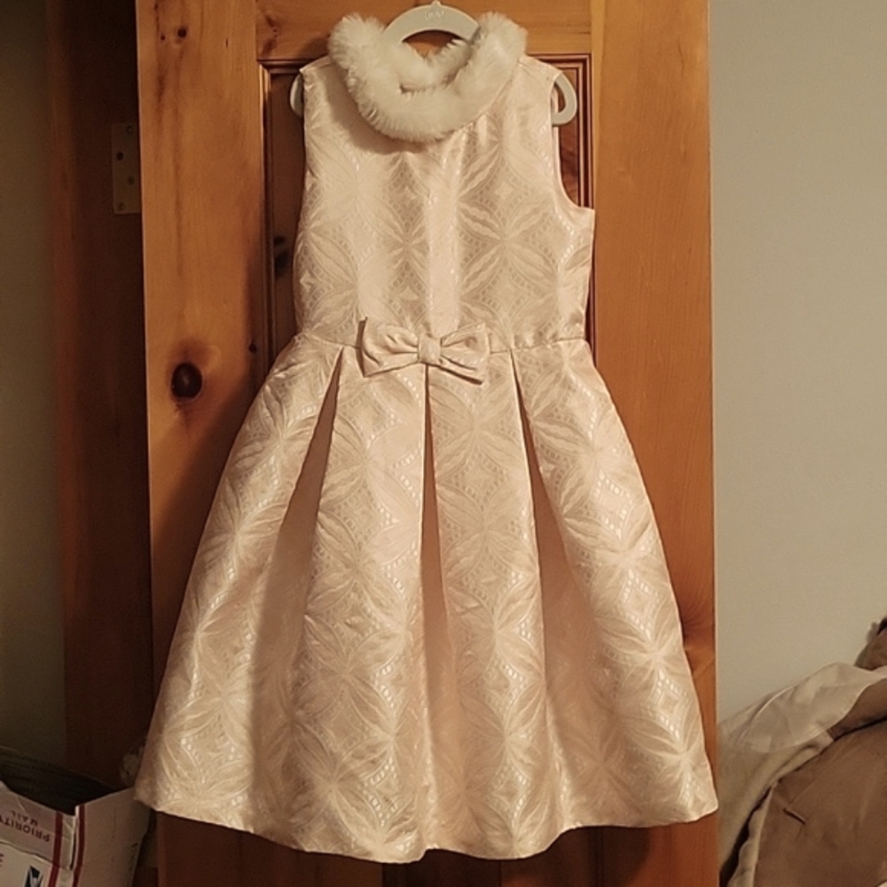 JANIE AND JACK Pleated Jacquard Dress Pink EUC